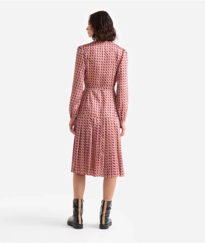 Fustan me print Geo-metric   Mauve - Image 2