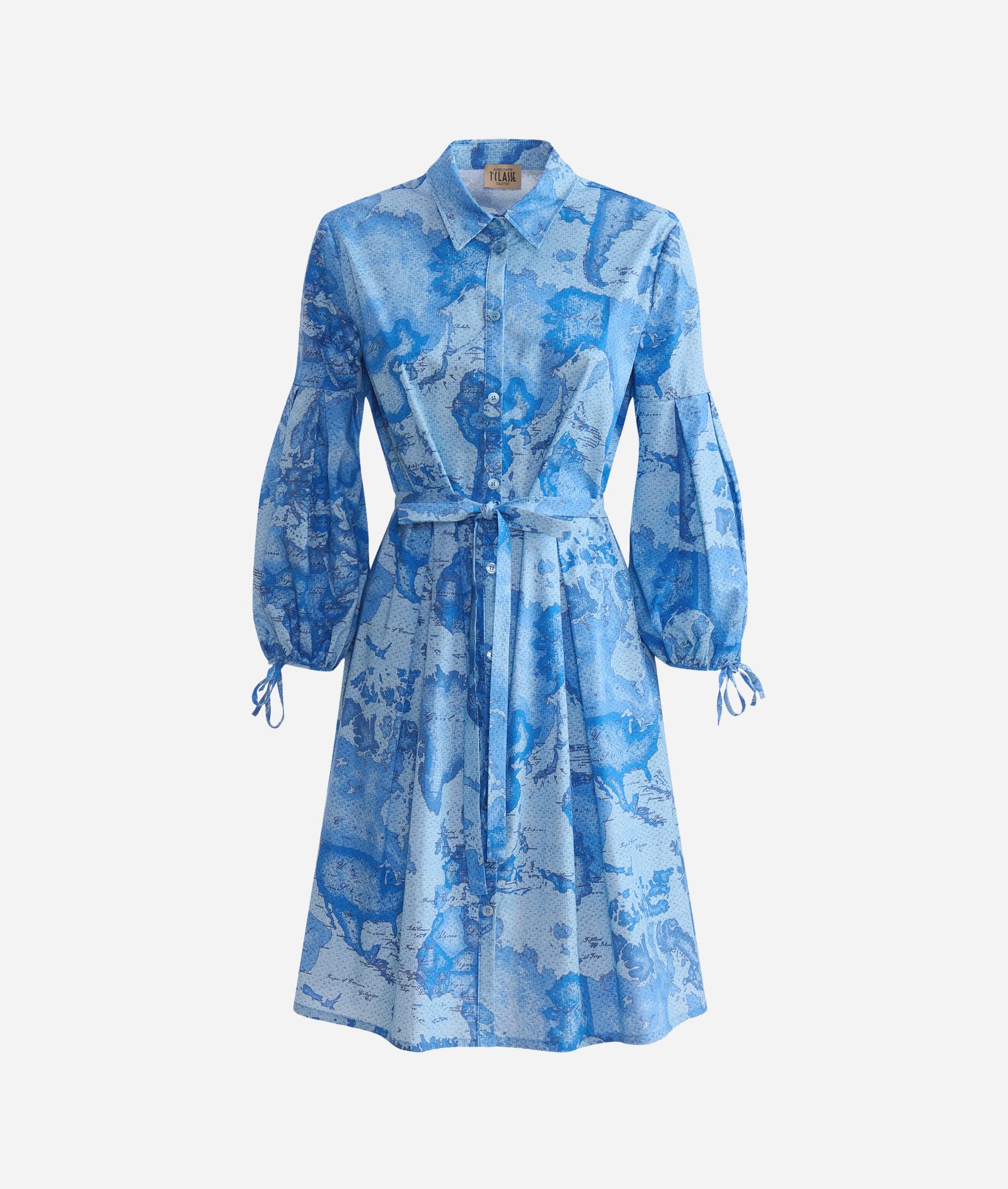 Fustan lino Denim Blue