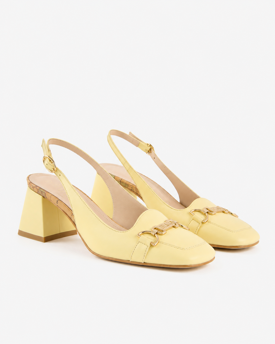 Slingback me taka lëkure pastel yellow