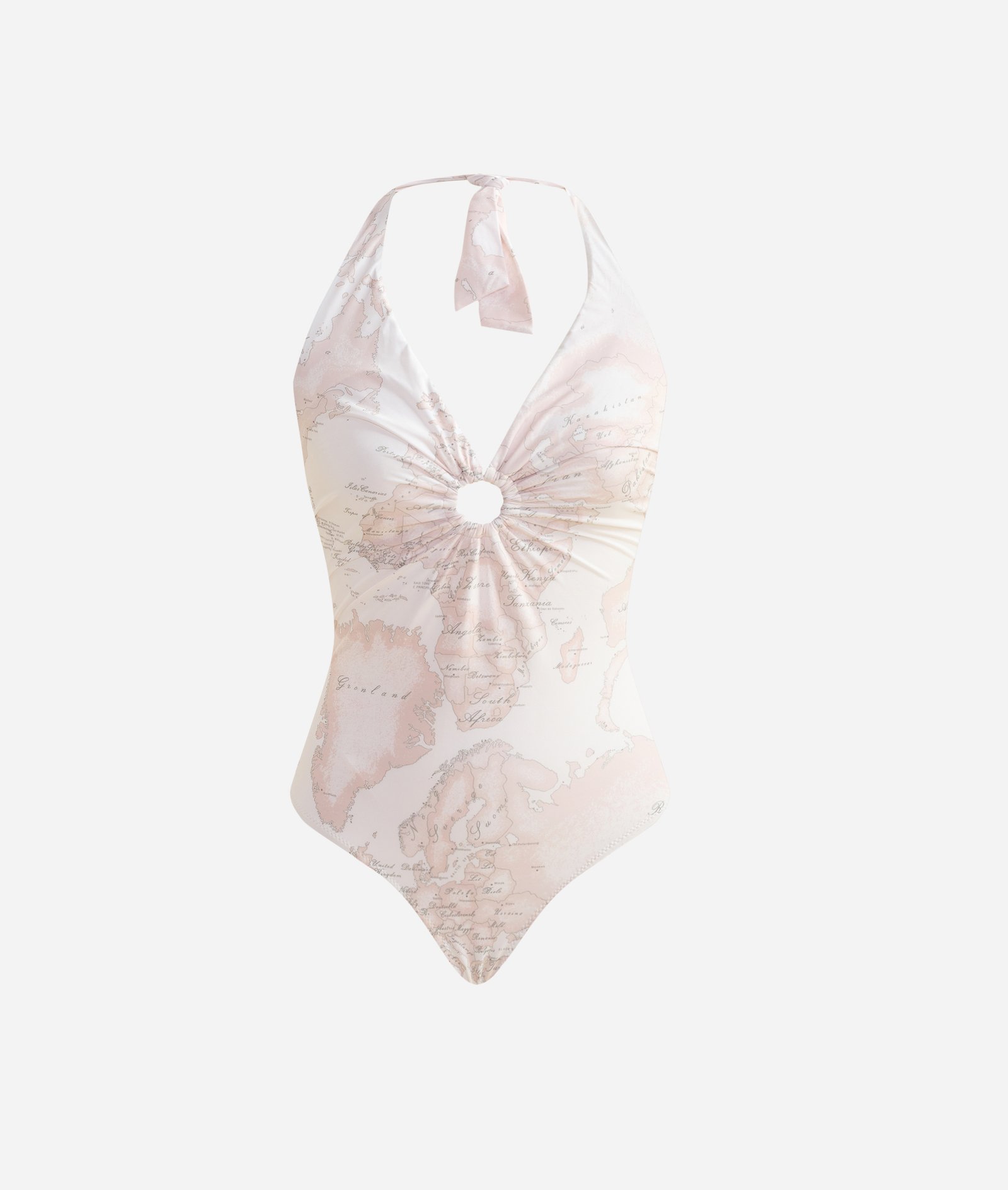 One-piece swimsuit with double ring Shell White