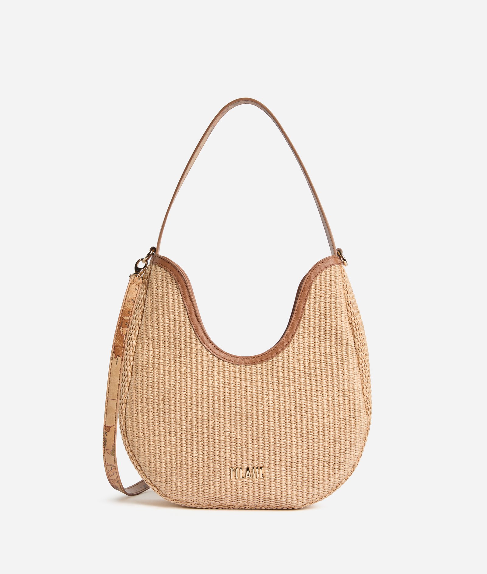Sunny Rafia halfmoon shoulder bag Natural
