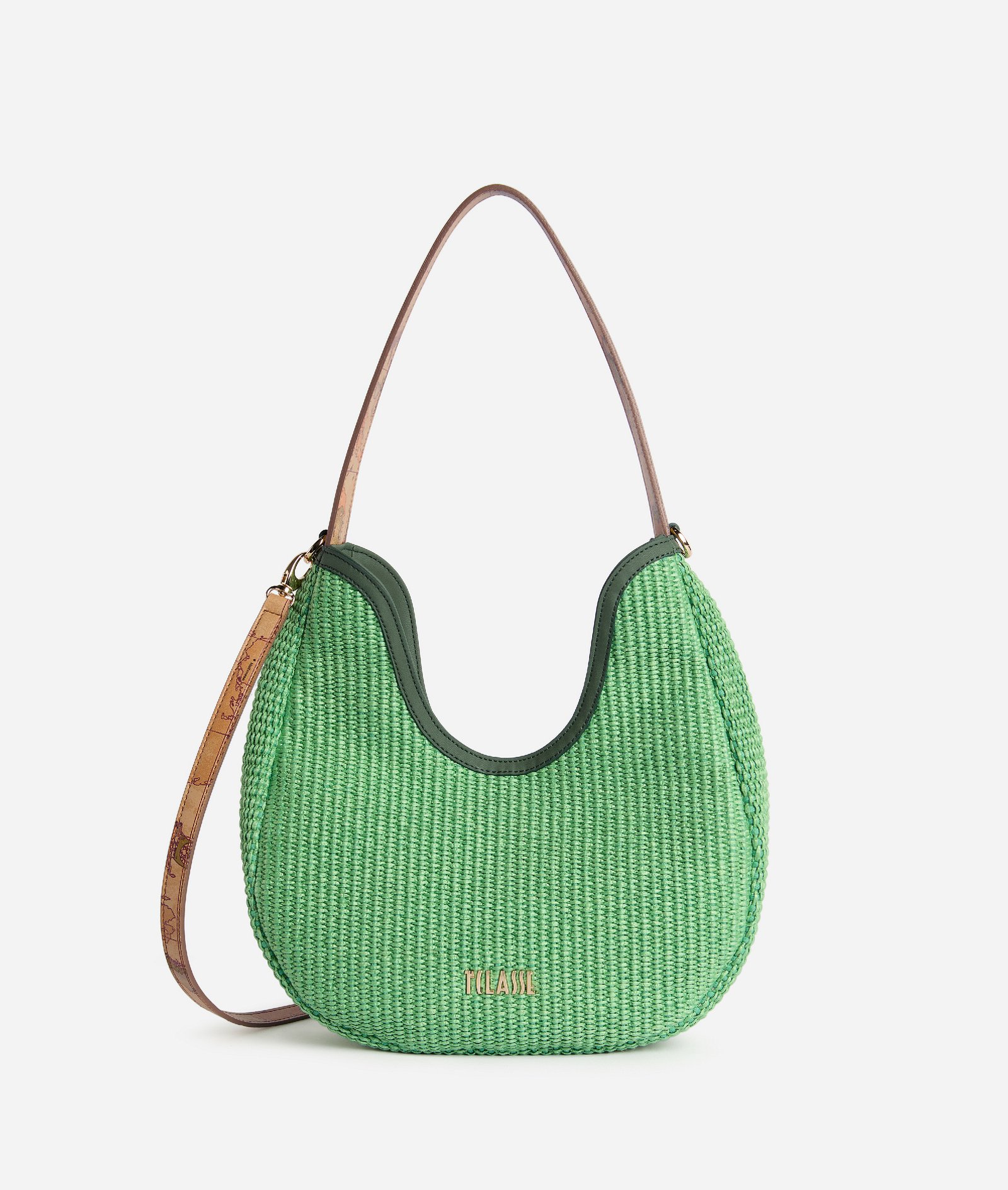 Sunny Rafia halfmoon shoulder bag Light Green
