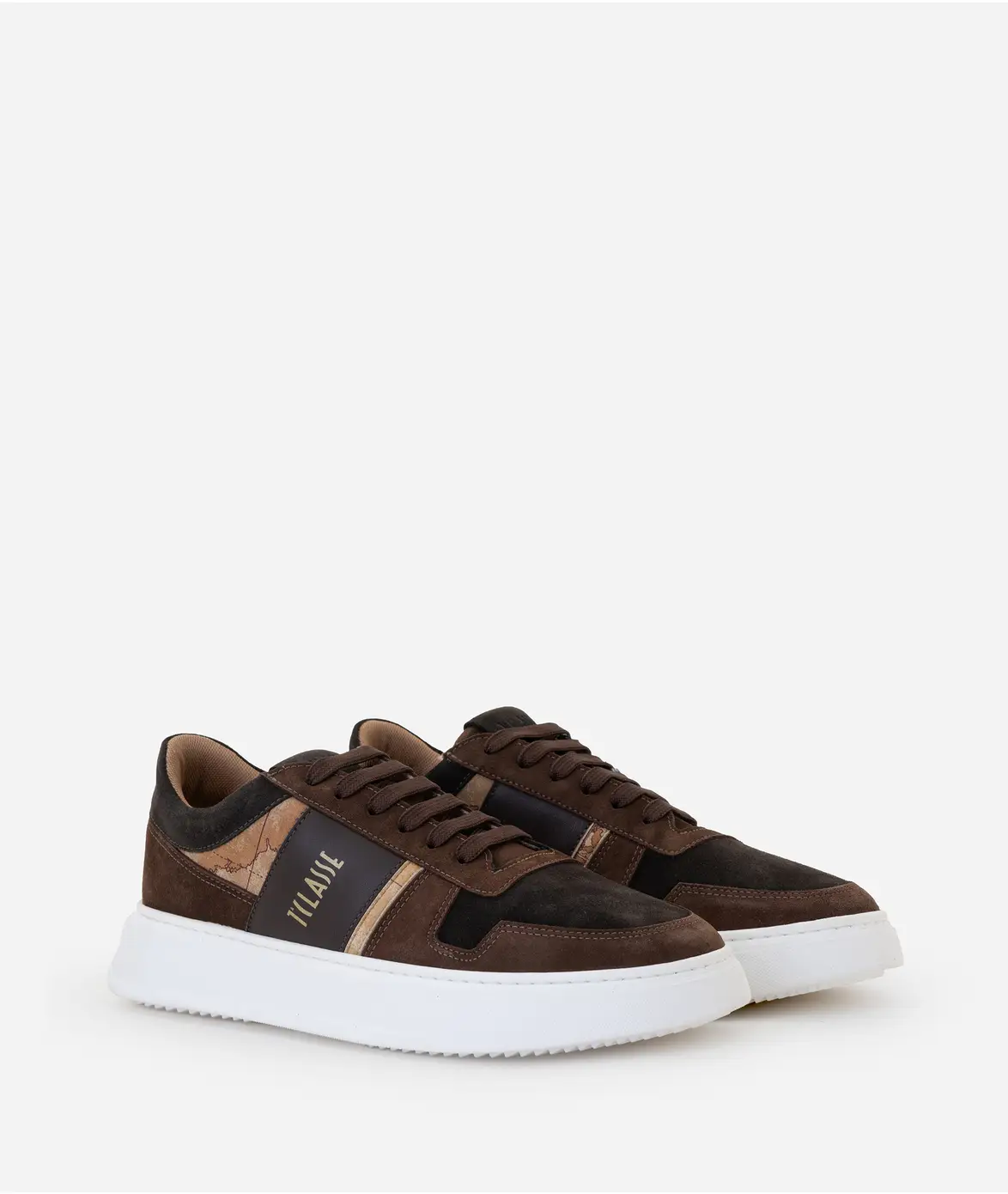 Atlete lëkure suede Kafe me shirit me logo