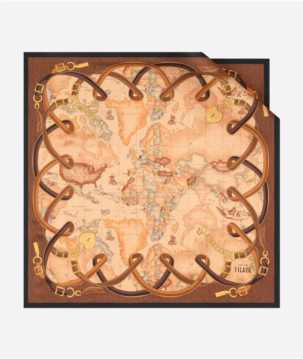 Shall mëndafshi Geo Country 90x90 BLACK