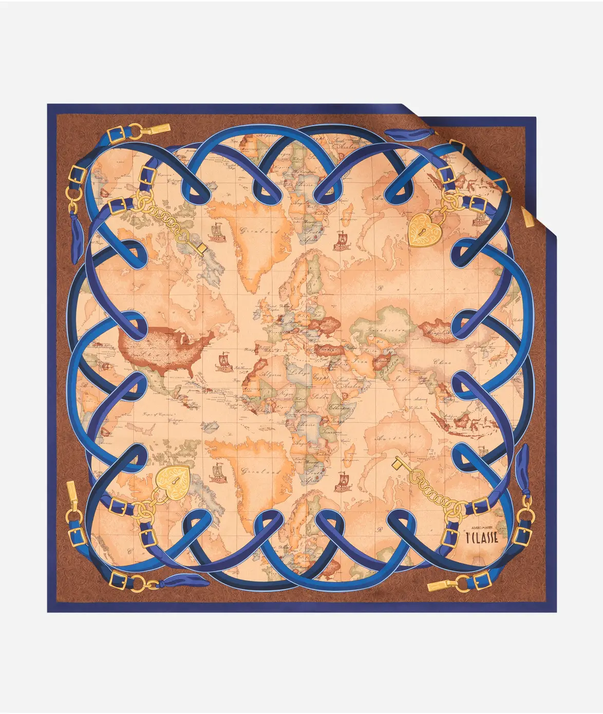 Shall mëndafshi Geo Country 90x90 Electric Blue