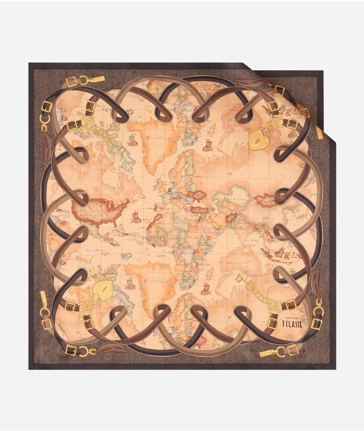 Shall mëndafshi Geo Country 90x90 Brown