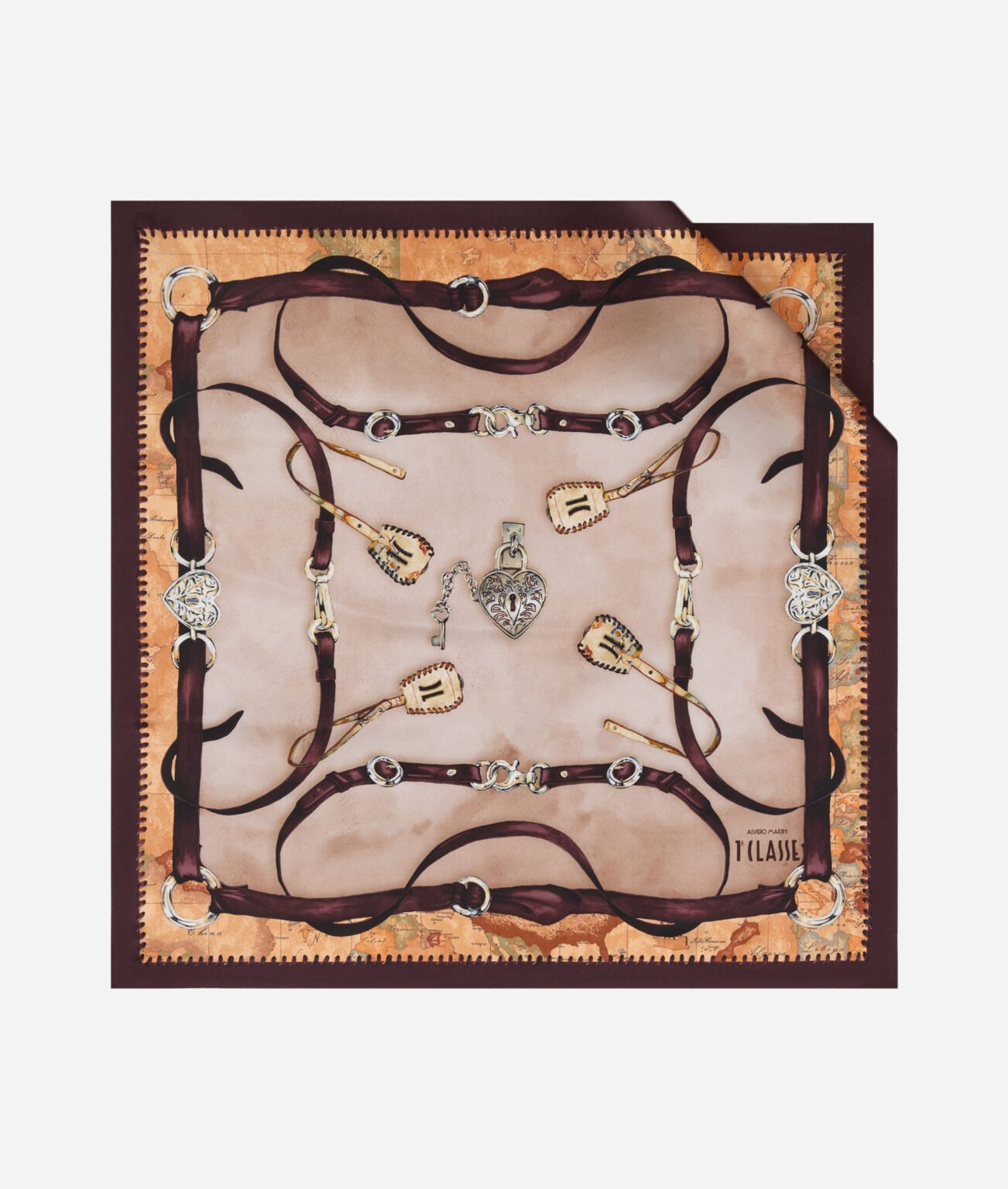 Shall mëndafshi Geo Selleria 70×70 Burgundy