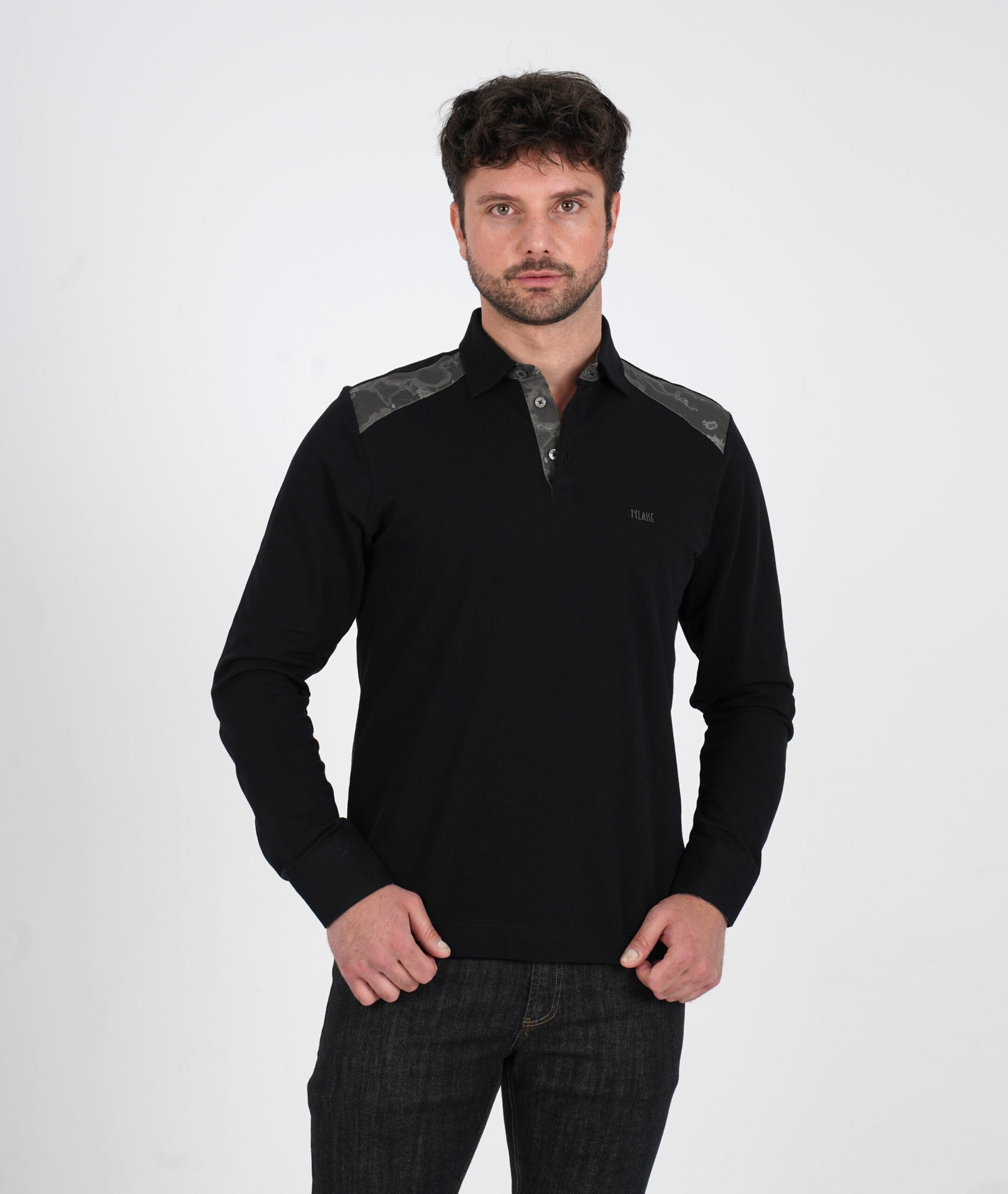 Bluze polo me detaj Geo Black