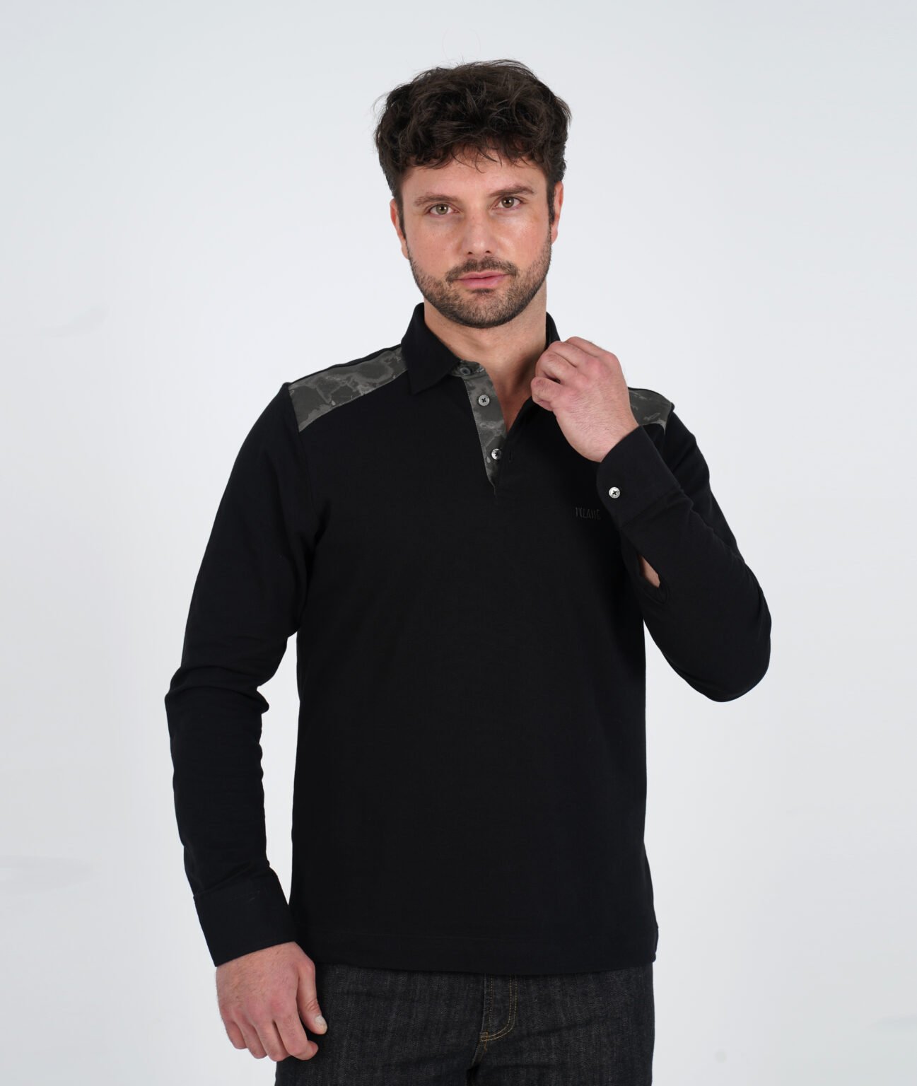 Bluze polo me detaj Geo Black thumbnail 2
