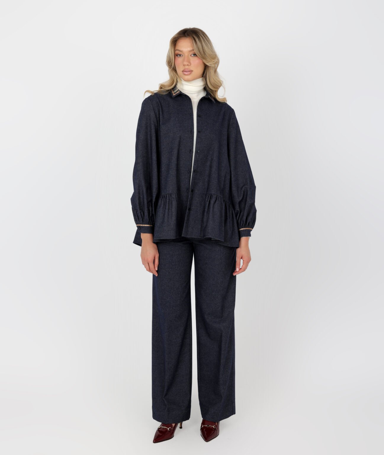 Bluze me detaj pala Blue Denim