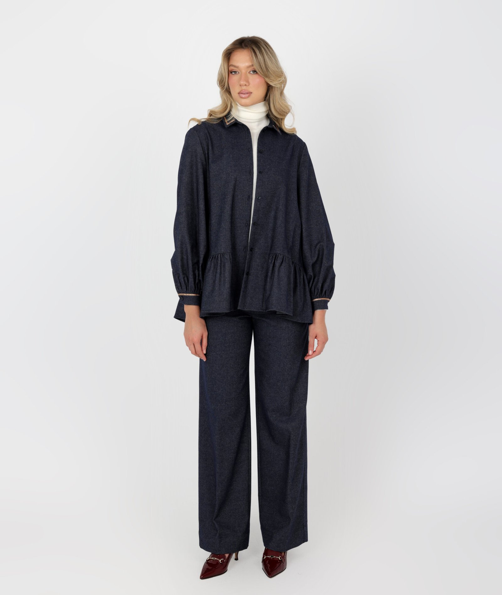Bluze me detaj pala Blue Denim